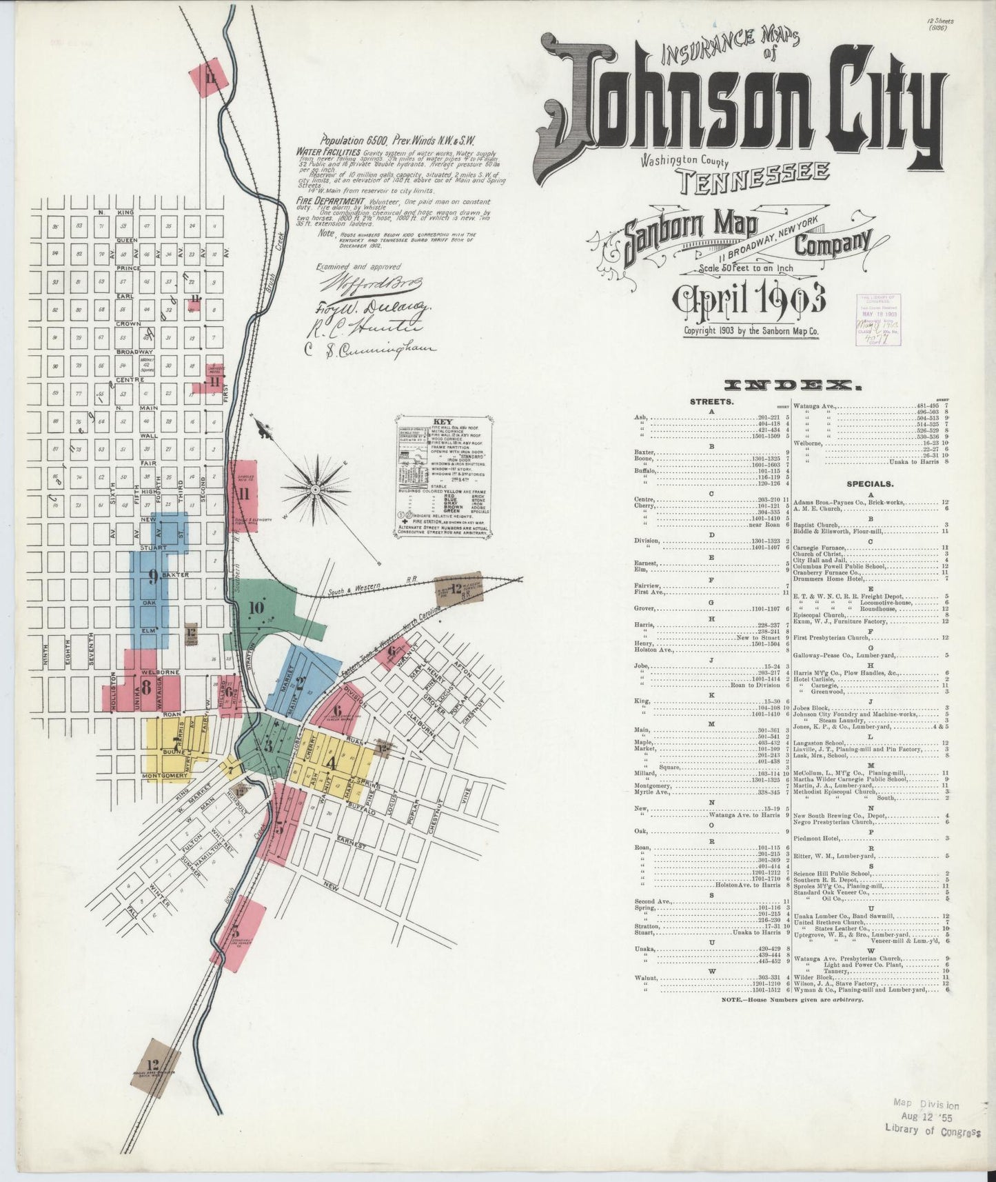 Sanborn Fire Insurance Map from Johnson City, Washington County, Tennessee. (1903) – Historic Sanborn Fire Insurance Map Print