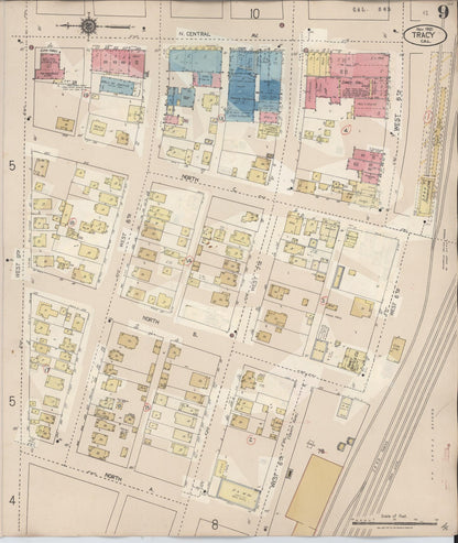 Sanborn Fire Insurance Map from Tracy, San Joaquin County, California (1945), Sheet #0009 - Complete Map Set gallery image, historic Sanborn map, vintage wall art, California California