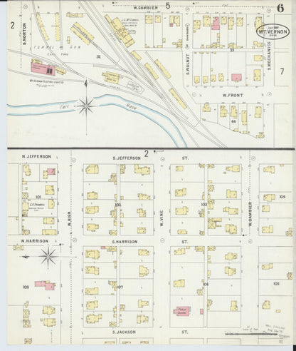 Sanborn Fire Insurance Map from Mount Vernon, Knox County, Ohio (1897), Sheet #0006 - Historic Sanborn Fire Insurance Map Print, vintage old map wall art, antique decor, genealogy gift, Ohio Ohio map