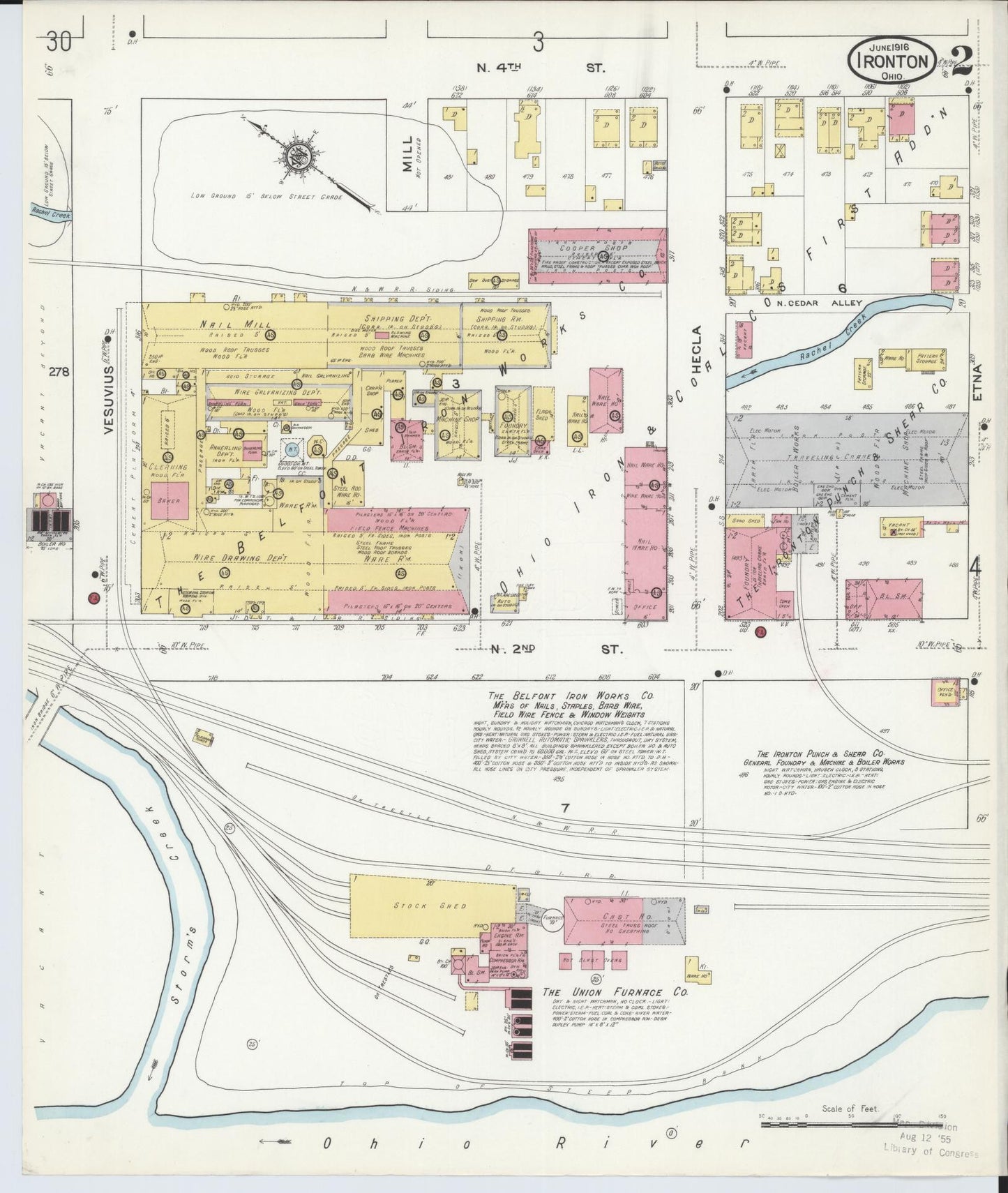 Sanborn Fire Insurance Map from Ironton, Lawrence County, Ohio (1916), Sheet #0002 - Historic Sanborn Fire Insurance Map Print, vintage old map wall art, antique decor, genealogy gift, Ohio Ohio map