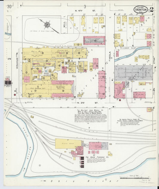 Sanborn Fire Insurance Map from Ironton, Lawrence County, Ohio (1916), Sheet #0002 - Historic Sanborn Fire Insurance Map Print, vintage old map wall art, antique decor, genealogy gift, Ohio Ohio map