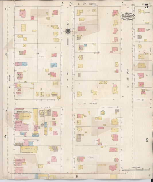 Sanborn Fire Insurance Map from Brigham City, Box Elder County, Utah (1949), Sheet #0005 - Historic Sanborn Fire Insurance Map Print, vintage old map wall art, antique decor, genealogy gift, Utah Utah map