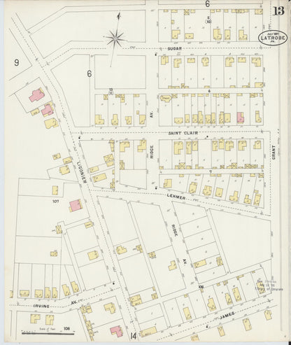 Sanborn Fire Insurance Map from Latrobe, Westmoreland County, Pennsylvania (1897), Sheet #0013 - Complete Map Set gallery image, historic Sanborn map, vintage wall art, Pennsylvania Pennsylvania