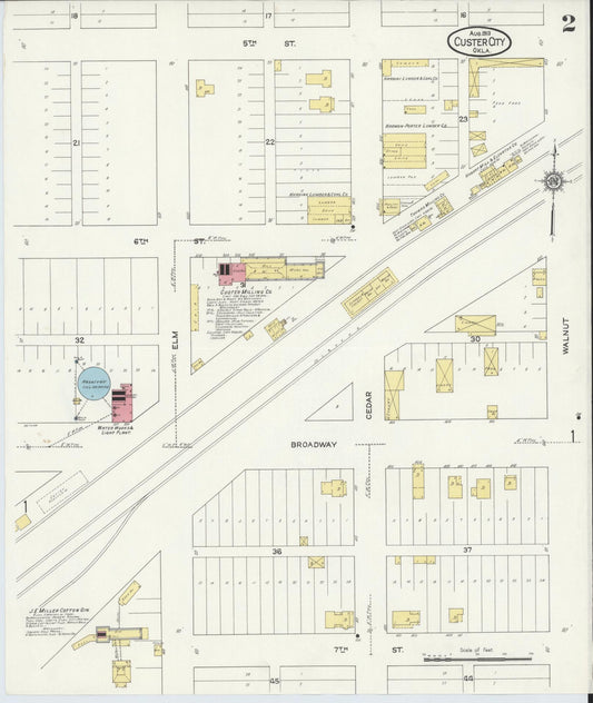 Sanborn Fire Insurance Map from Custer City, Custer County, Oklahoma (1913), Sheet #0002 - Historic Sanborn Fire Insurance Map Print, vintage old map wall art, antique decor, genealogy gift, Oklahoma Oklahoma map