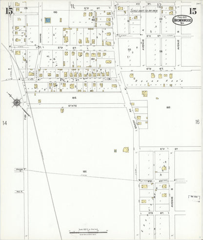 Sanborn Fire Insurance Map from Brownwood, Brown County, Texas (1923), Sheet #0015 - Complete Map Set gallery image, historic Sanborn map, vintage wall art, Texas Texas