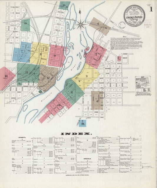 Sanborn Fire Insurance Map from Grand Rapids, Wood County, Wisconsin (1902), Sheet #0001 - Complete Map Set gallery image, historic Sanborn map, vintage wall art, Wisconsin Wisconsin