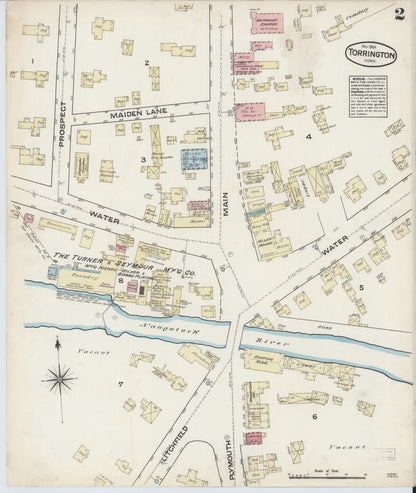 Sanborn Fire Insurance Map from Torrington, Litchfield County, Connecticut (1884), Sheet #0002 - Complete Map Set gallery image, historic Sanborn map, vintage wall art, Connecticut Connecticut