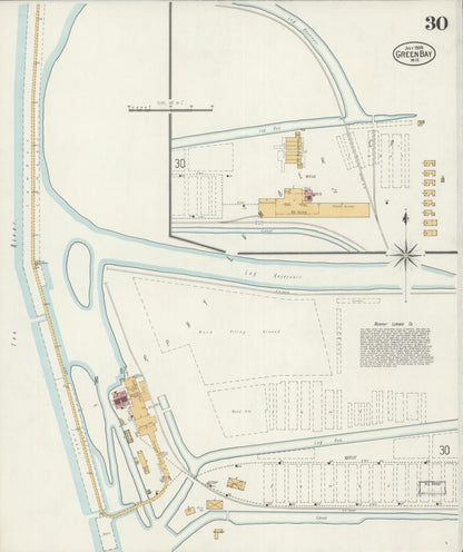 Sanborn Fire Insurance Map from Green Bay, Brown County, Wisconsin (1900), Sheet #0030 - Historic Sanborn Fire Insurance Map Print, vintage old map wall art, antique decor, genealogy gift, Wisconsin Wisconsin map