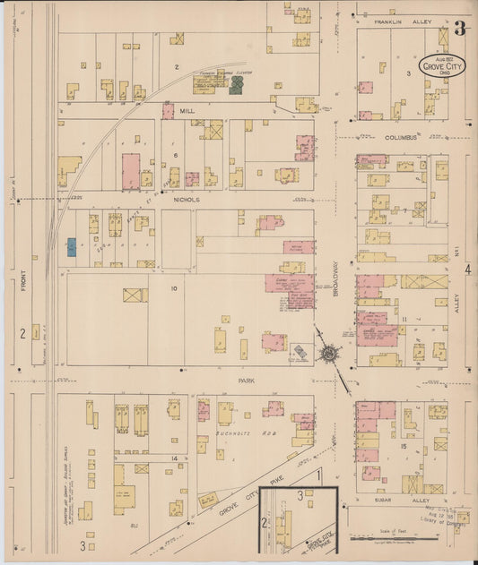 Sanborn Fire Insurance Map from Grove City, Franklin County, Ohio (1922), Sheet #0003 - Historic Sanborn Fire Insurance Map Print, vintage old map wall art, antique decor, genealogy gift, Ohio Ohio map