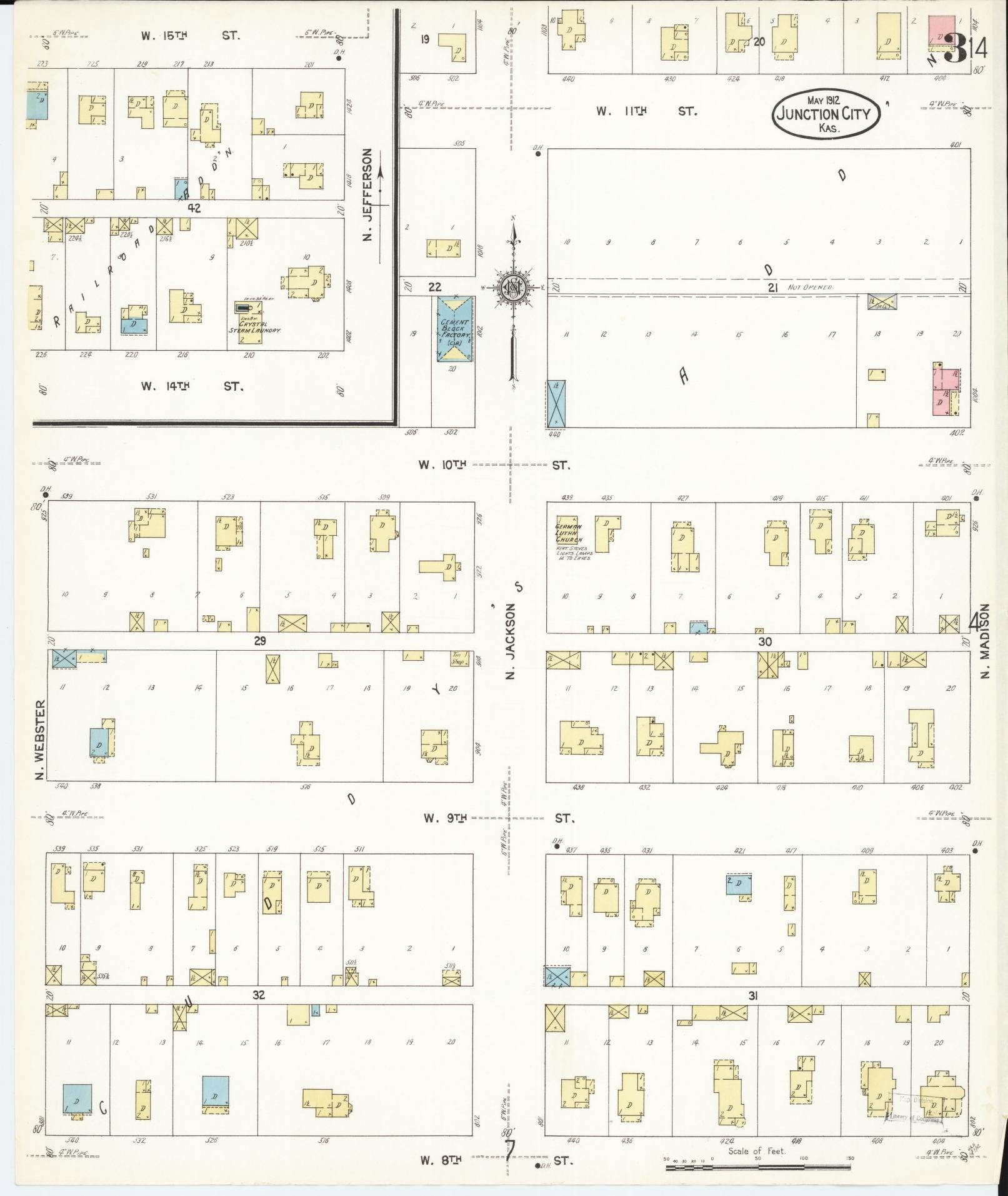 Sanborn Fire Insurance Map from Junction City, Geary County, Kansas (1912), Sheet #0003 - Complete Map Set gallery image, historic Sanborn map, vintage wall art, Kansas Kansas