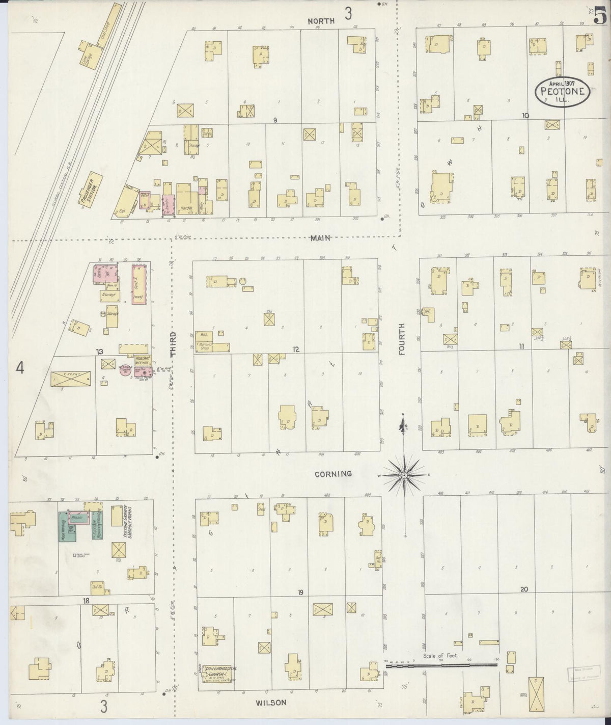 Sanborn Fire Insurance Map from Peotone, Will County, Illinois (1907), Sheet #0005 - Historic Sanborn Fire Insurance Map Print, vintage old map wall art, antique decor, genealogy gift, Illinois Illinois map