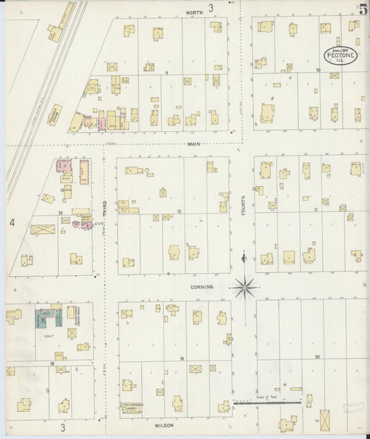 Sanborn Fire Insurance Map from Peotone, Will County, Illinois (1907), Sheet #0005 - Historic Sanborn Fire Insurance Map Print, vintage old map wall art, antique decor, genealogy gift, Illinois Illinois map