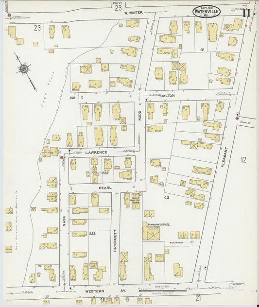 Sanborn Fire Insurance Map from Waterville, Kennebec County, Maine (1921), Sheet #0011 - Historic Sanborn Fire Insurance Map Print, vintage old map wall art, antique decor, genealogy gift, Maine Maine map
