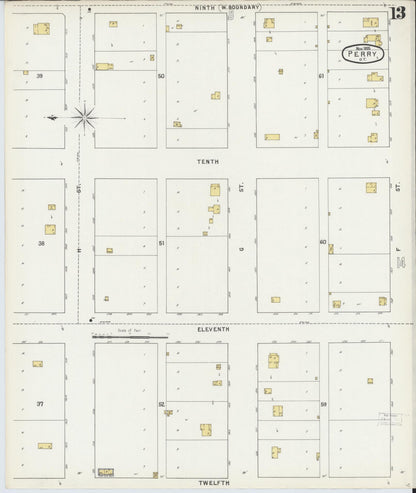 Sanborn Fire Insurance Map from Perry, Noble County, Oklahoma (1895), Sheet #0013 - Complete Map Set gallery image, historic Sanborn map, vintage wall art, Oklahoma Oklahoma