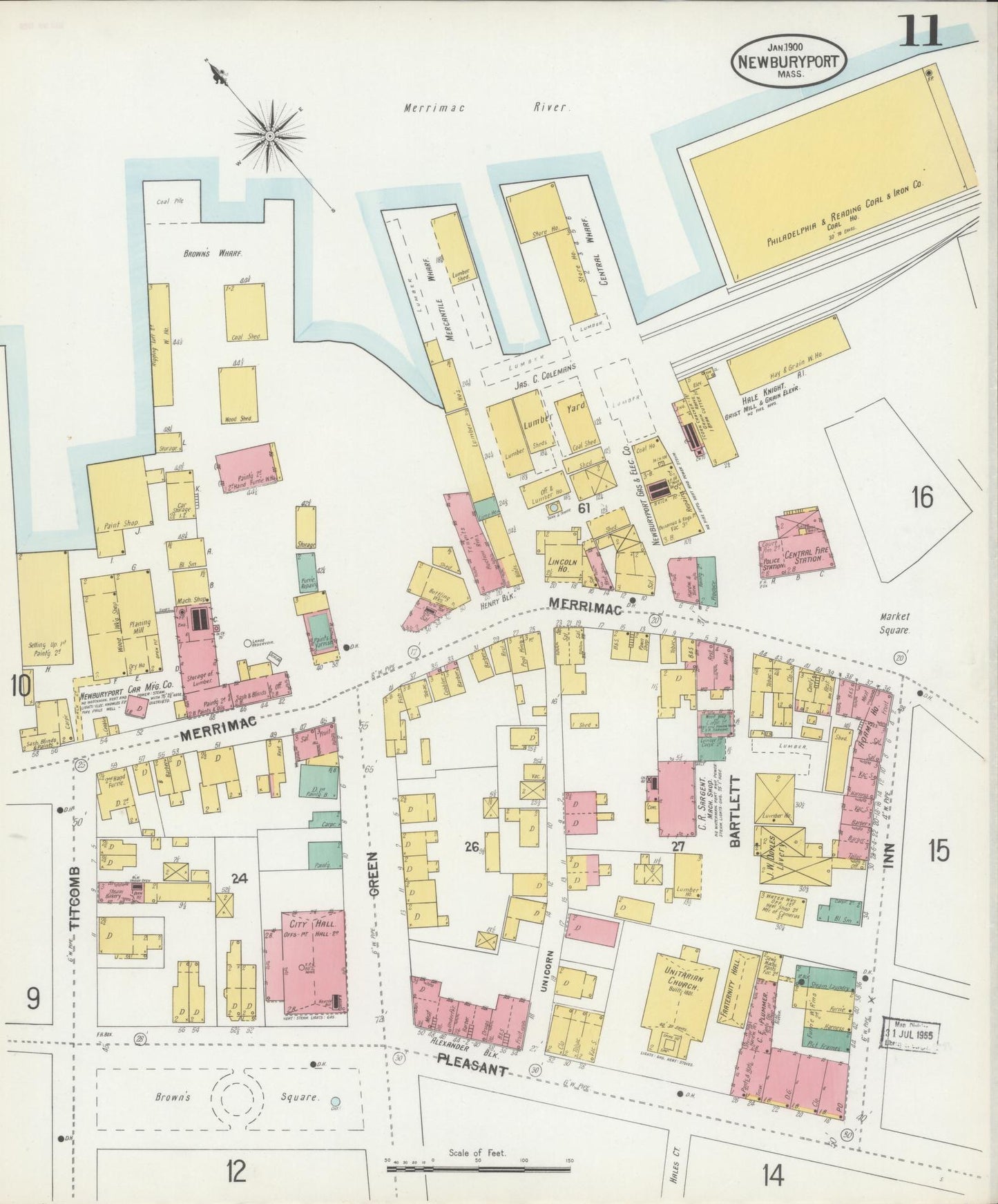 Sanborn Fire Insurance Map from Newburyport, Essex County, Massachusetts (1900), Sheet #0011 - Complete Map Set gallery image, historic Sanborn map, vintage wall art, Massachusetts Massachusetts