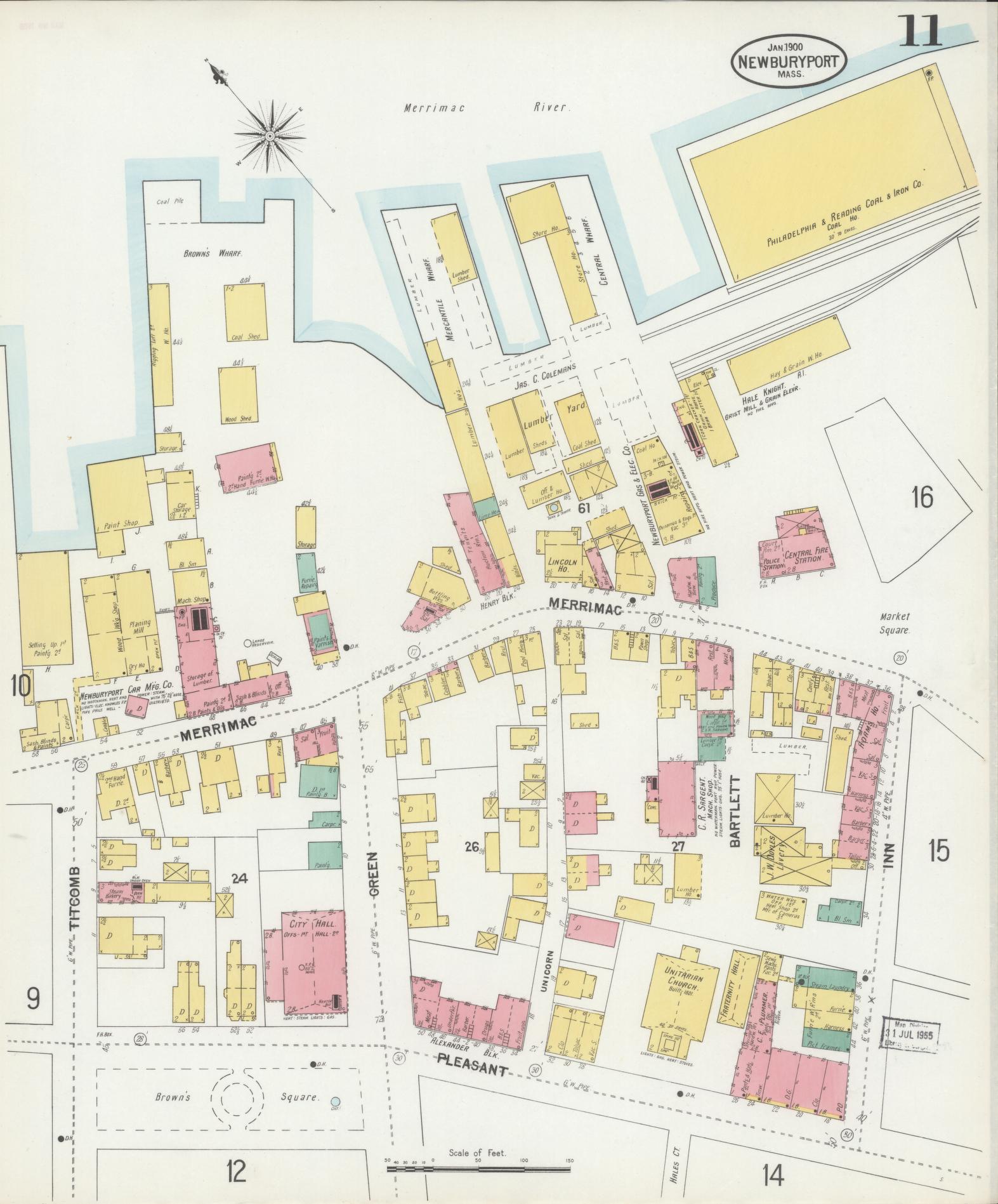 Sanborn Fire Insurance Map from Newburyport, Essex County, Massachusetts (1900), Sheet #0011 - Complete Map Set gallery image, historic Sanborn map, vintage wall art, Massachusetts Massachusetts