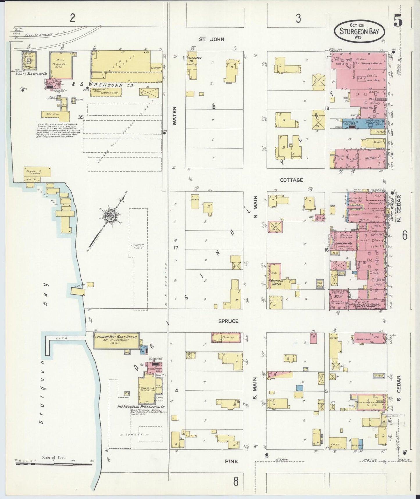 Sanborn Fire Insurance Map from Sturgeon Bay, Door County, Wisconsin (1911), Sheet #0005 - Complete Map Set gallery image, historic Sanborn map, vintage wall art, Wisconsin Wisconsin