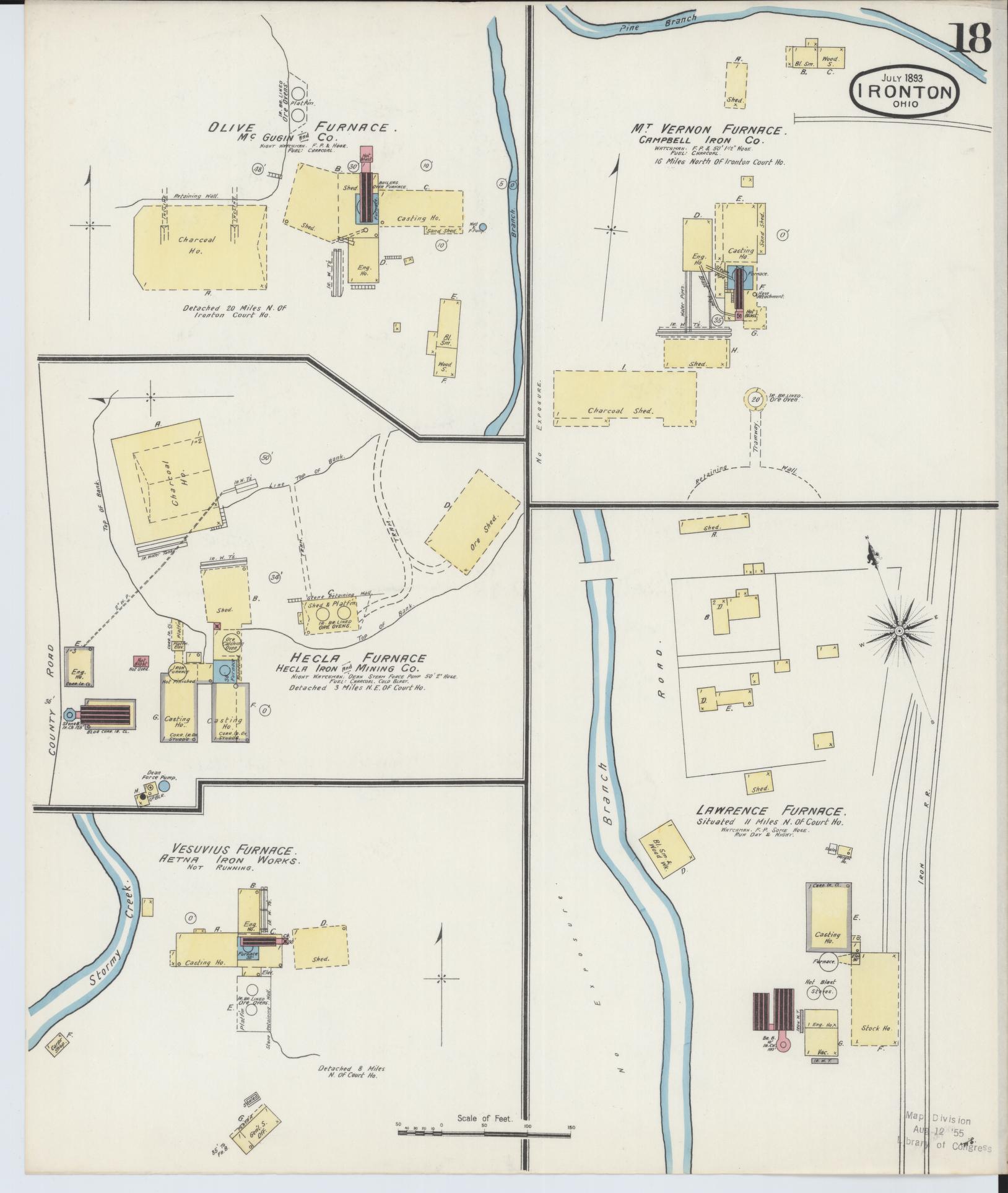 Sanborn Fire Insurance Map from Ironton, Lawrence County, Ohio (1893), Sheet #0018 - Historic Sanborn Fire Insurance Map Print, vintage old map wall art, antique decor, genealogy gift, Ohio Ohio map