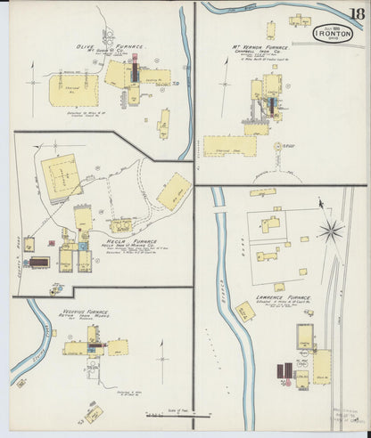 Sanborn Fire Insurance Map from Ironton, Lawrence County, Ohio (1893), Sheet #0018 - Historic Sanborn Fire Insurance Map Print, vintage old map wall art, antique decor, genealogy gift, Ohio Ohio map