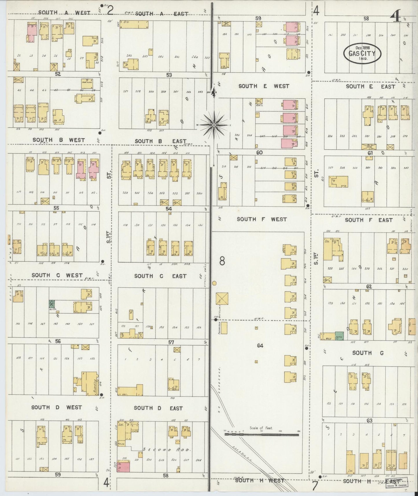 Sanborn Fire Insurance Map from Gas City, Grant County, Indiana (1898), Sheet #0004 - Complete Map Set gallery image, historic Sanborn map, vintage wall art, Indiana Indiana