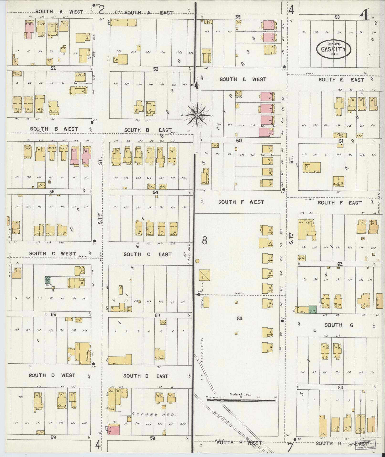 Sanborn Fire Insurance Map from Gas City, Grant County, Indiana (1898), Sheet #0004 - Complete Map Set gallery image, historic Sanborn map, vintage wall art, Indiana Indiana