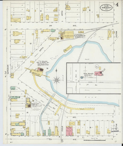 Sanborn Fire Insurance Map from Antigo, Langlade County, Wisconsin (1898), Sheet #0004 - Complete Map Set gallery image, historic Sanborn map, vintage wall art, Wisconsin Wisconsin
