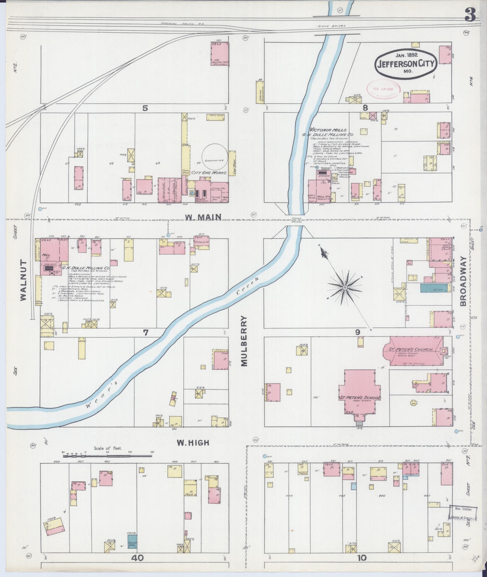 Sanborn Fire Insurance Map from Jefferson City, Cole County, Missouri (1892), Sheet #0003 - Complete Map Set gallery image, historic Sanborn map, vintage wall art, Missouri Missouri