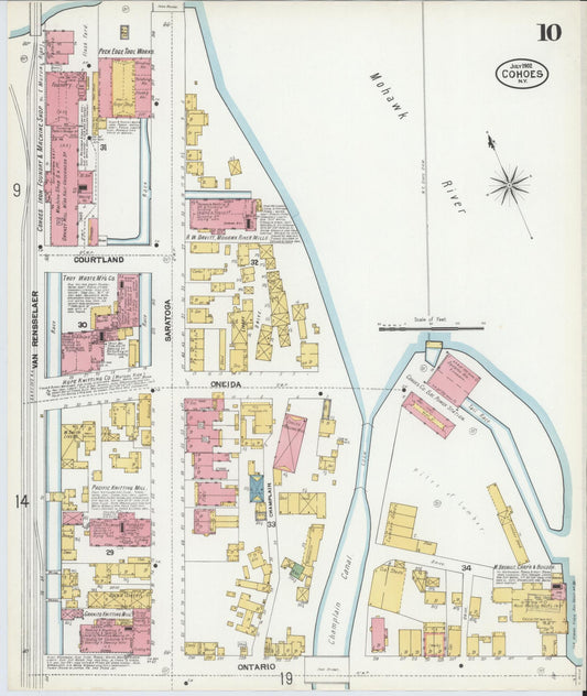 Sanborn Fire Insurance Map from Cohoes, Albany County, New York (1902), Sheet #0010 - Historic Sanborn Fire Insurance Map Print, vintage old map wall art, antique decor, genealogy gift, New York New York map