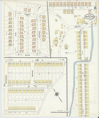 Sanborn Fire Insurance Map from Woodlawn, Beaver County, Pennsylvania (1911), Sheet #0008 - Historic Sanborn Fire Insurance Map Print, vintage old map wall art, antique decor, genealogy gift, Pennsylvania Pennsylvania map