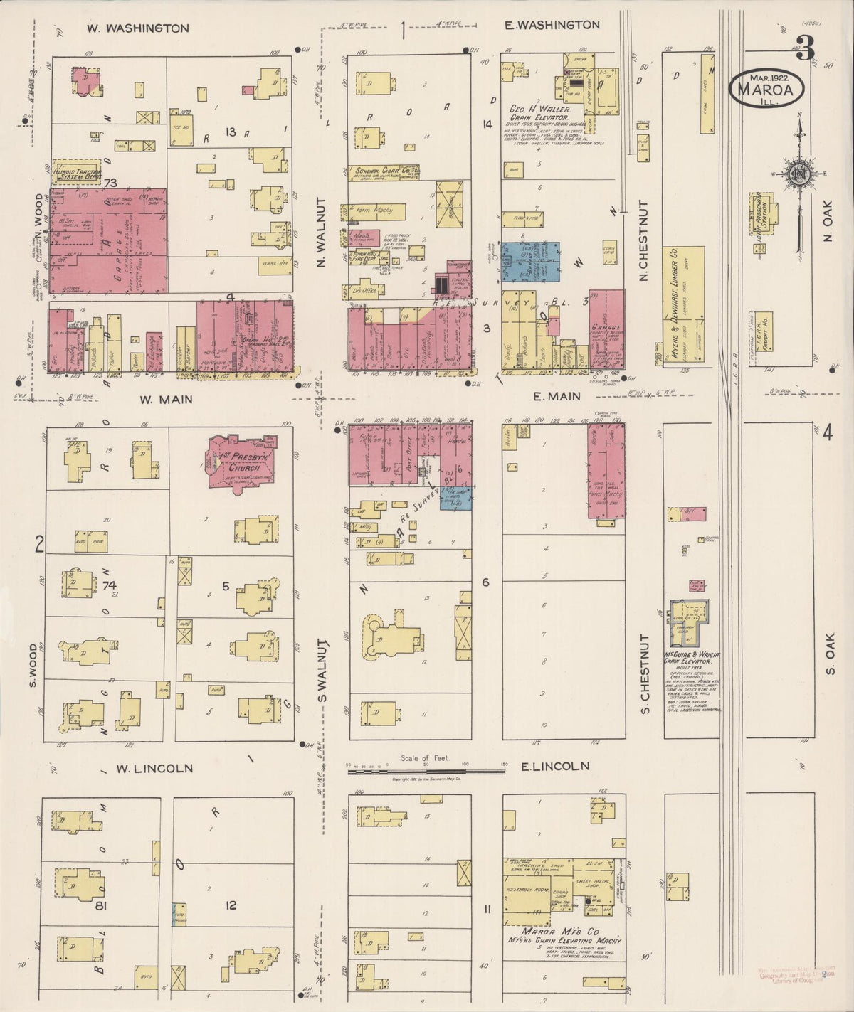 Sanborn Fire Insurance Map from Maroa, Macon County, Illinois (1922), Sheet #0003 - Historic Sanborn Fire Insurance Map Print, vintage old map wall art, antique decor, genealogy gift, Illinois Illinois map