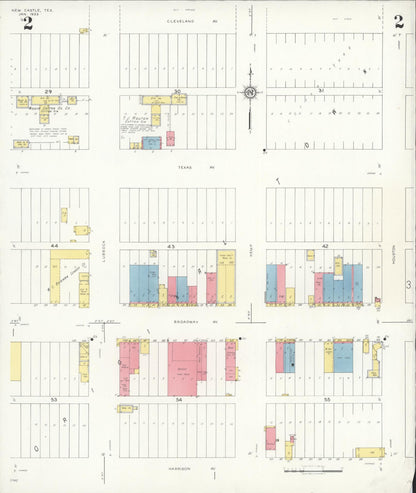 Sanborn Fire Insurance Map from Newcastle, Young County, Texas (1933), Sheet #0002 - Historic Sanborn Fire Insurance Map Print, vintage old map wall art, antique decor, genealogy gift, Texas Texas map