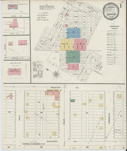 Sanborn Fire Insurance Map from Norman, Cleveland County, Oklahoma (1894), Sheet #0001 - Complete Map Set gallery image, historic Sanborn map, vintage wall art, Oklahoma Oklahoma