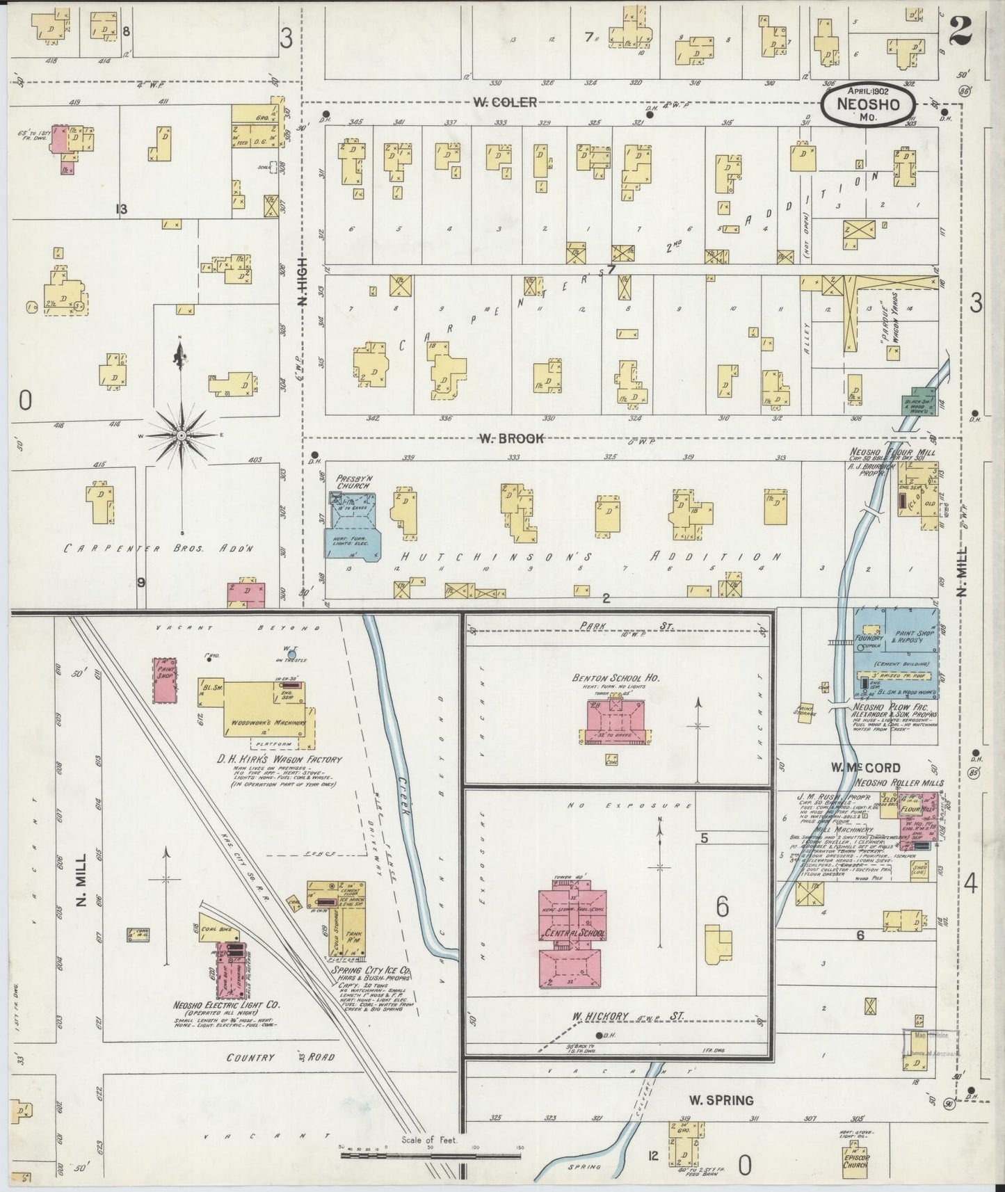 Sanborn Fire Insurance Map from Neosho, Newton County, Missouri (1902), Sheet #0002 - Complete Map Set gallery image, historic Sanborn map, vintage wall art, Missouri Missouri