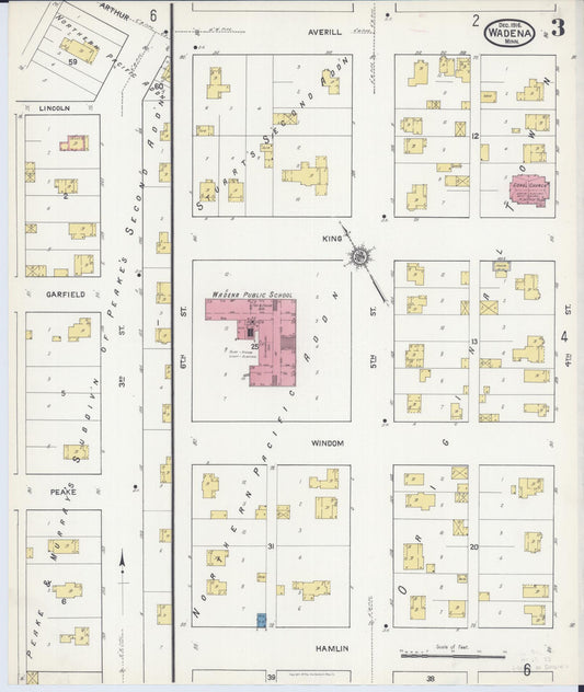 Sanborn Fire Insurance Map from Wadena, Wadena County, Minnesota (1916), Sheet #0003 - Historic Sanborn Fire Insurance Map Print, vintage old map wall art, antique decor, genealogy gift, Minnesota Minnesota map