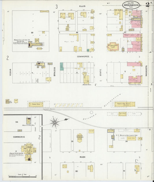 Sanborn Fire Insurance Map from Groesbeck, Limestone County, Texas (1906), Sheet #0002 - Historic Sanborn Fire Insurance Map Print, vintage old map wall art, antique decor, genealogy gift, Texas Texas map