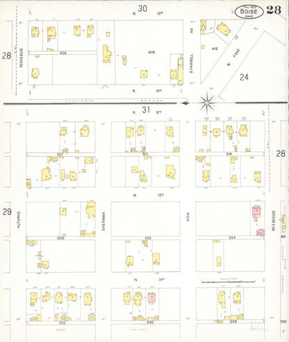 Sanborn Fire Insurance Map from Boise, Ada County, Idaho (1903), Sheet #0028 - Complete Map Set gallery image, historic Sanborn map, vintage wall art, Idaho Idaho