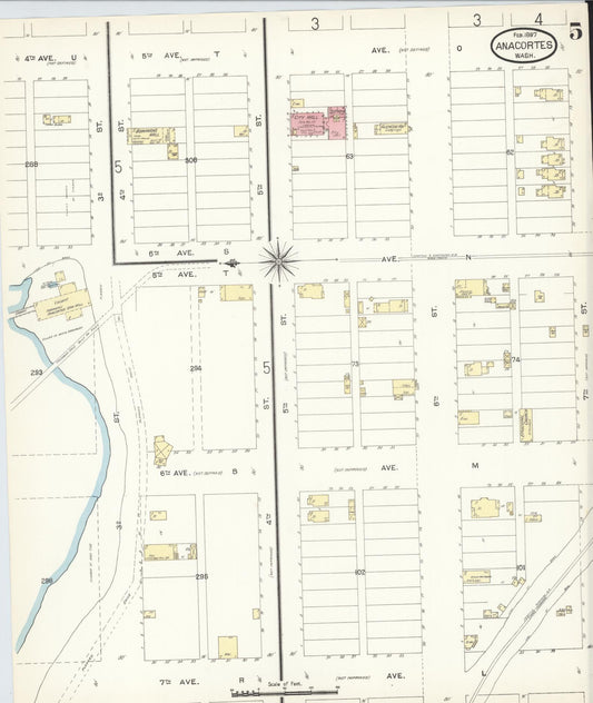 Sanborn Fire Insurance Map from Anacortes, Skagit County, Washington (1897), Sheet #0005 - Historic Sanborn Fire Insurance Map Print, vintage old map wall art, antique decor, genealogy gift, Washington Washington map