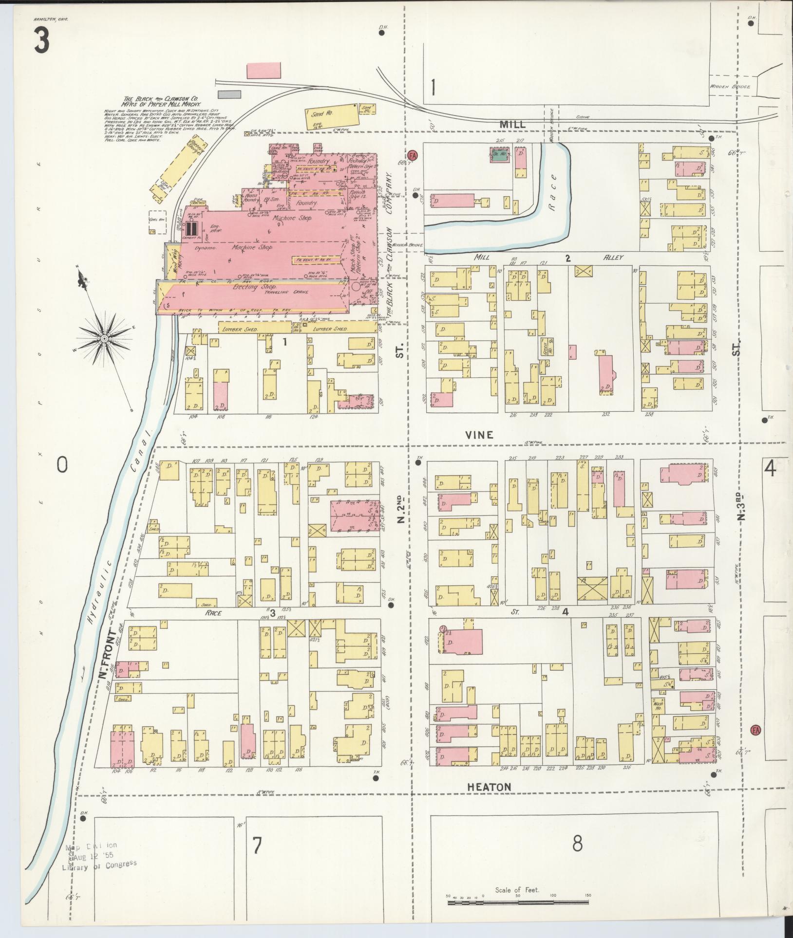 Sanborn Fire Insurance Map from Hamilton, Butler County, Ohio (1899), Sheet #0003 - Historic Sanborn Fire Insurance Map Print, vintage old map wall art, antique decor, genealogy gift, Ohio Ohio map
