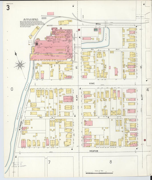 Sanborn Fire Insurance Map from Hamilton, Butler County, Ohio (1899), Sheet #0003 - Historic Sanborn Fire Insurance Map Print, vintage old map wall art, antique decor, genealogy gift, Ohio Ohio map