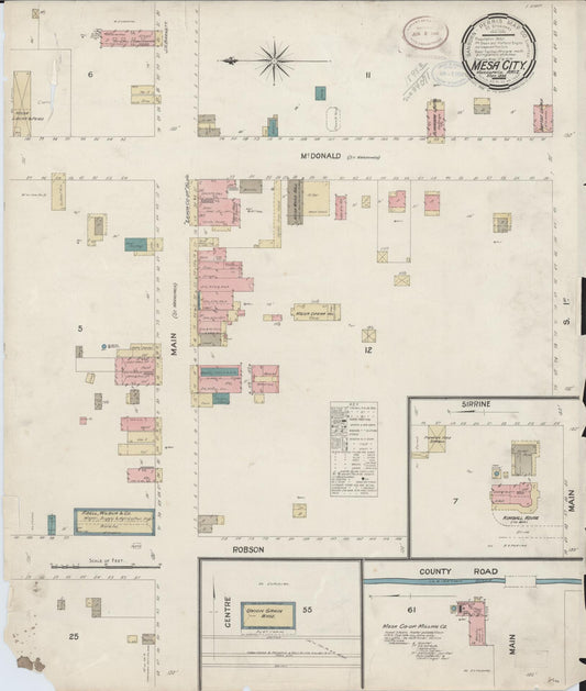Sanborn Fire Insurance Map from Mesa, Maricopa County, Arizona (1898), Sheet #0001 - Historic Sanborn Fire Insurance Map Print, vintage old map wall art, antique decor, genealogy gift, Arizona Arizona map