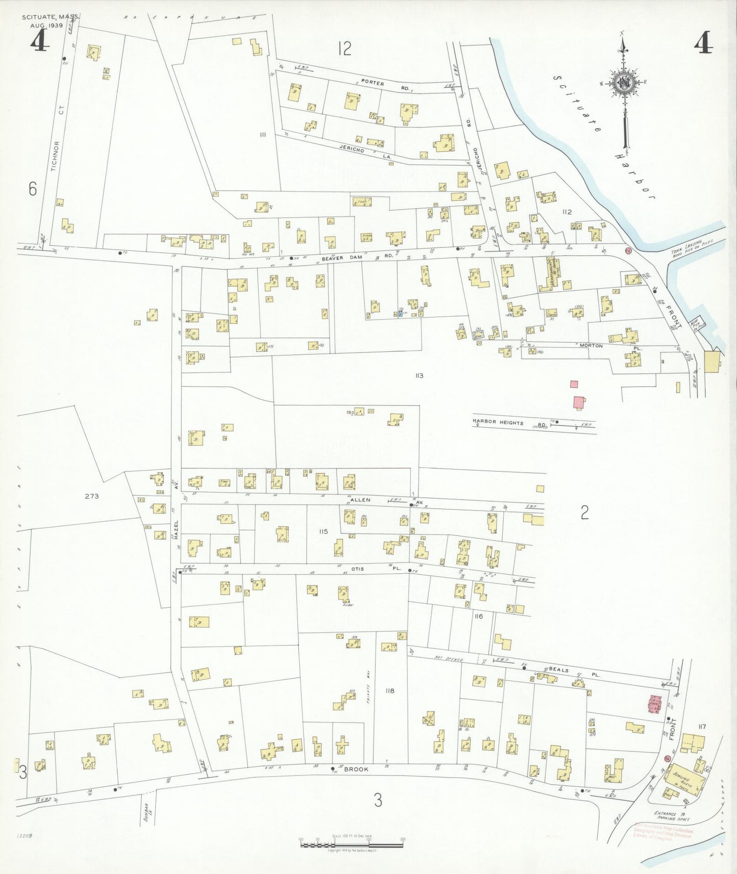 Sanborn Fire Insurance Map from Scituate, Plymouth County, Massachusetts (1939), Sheet #0004 - Complete Map Set gallery image, historic Sanborn map, vintage wall art, Massachusetts Massachusetts