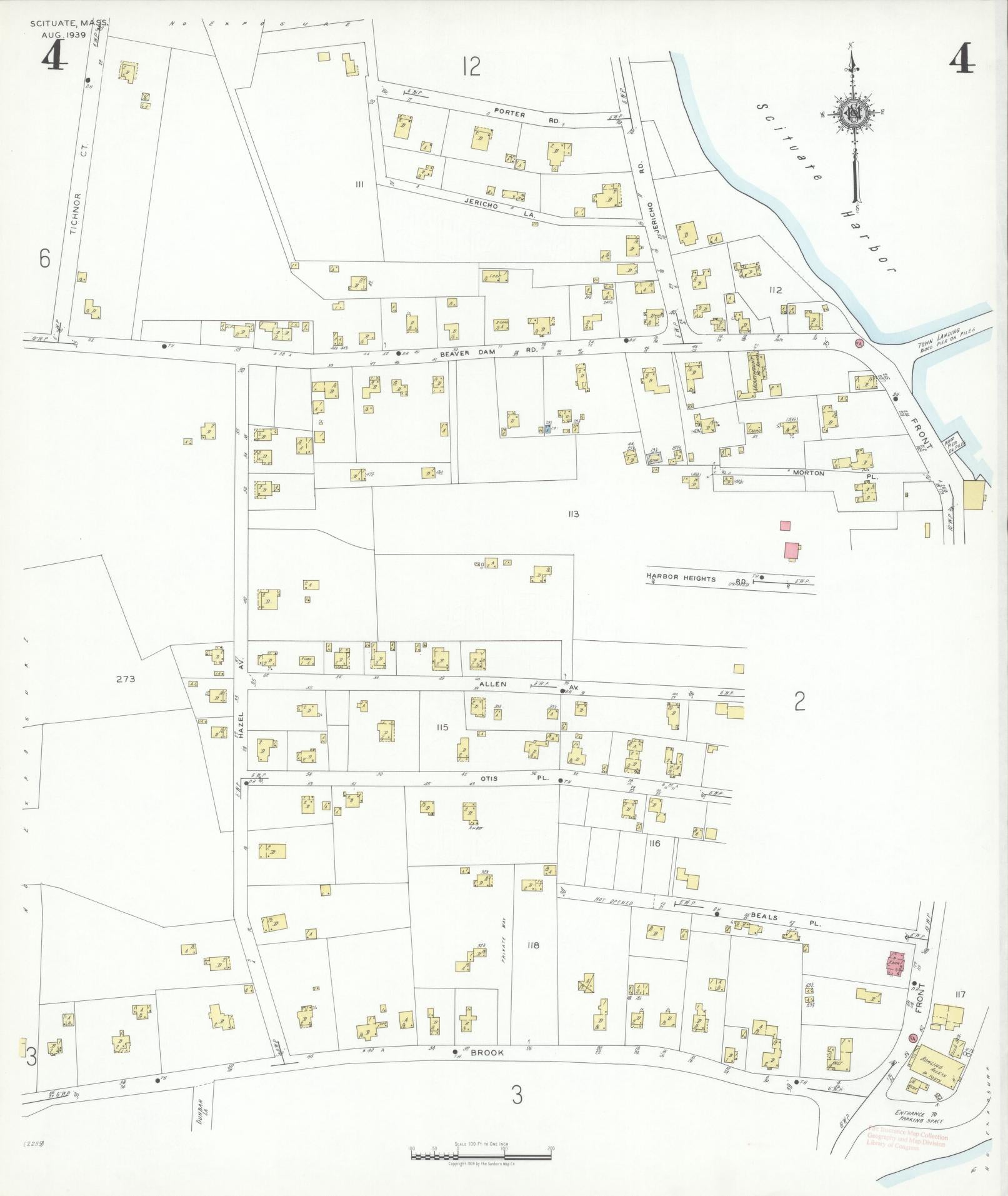 Sanborn Fire Insurance Map from Scituate, Plymouth County, Massachusetts (1939), Sheet #0004 - Complete Map Set gallery image, historic Sanborn map, vintage wall art, Massachusetts Massachusetts