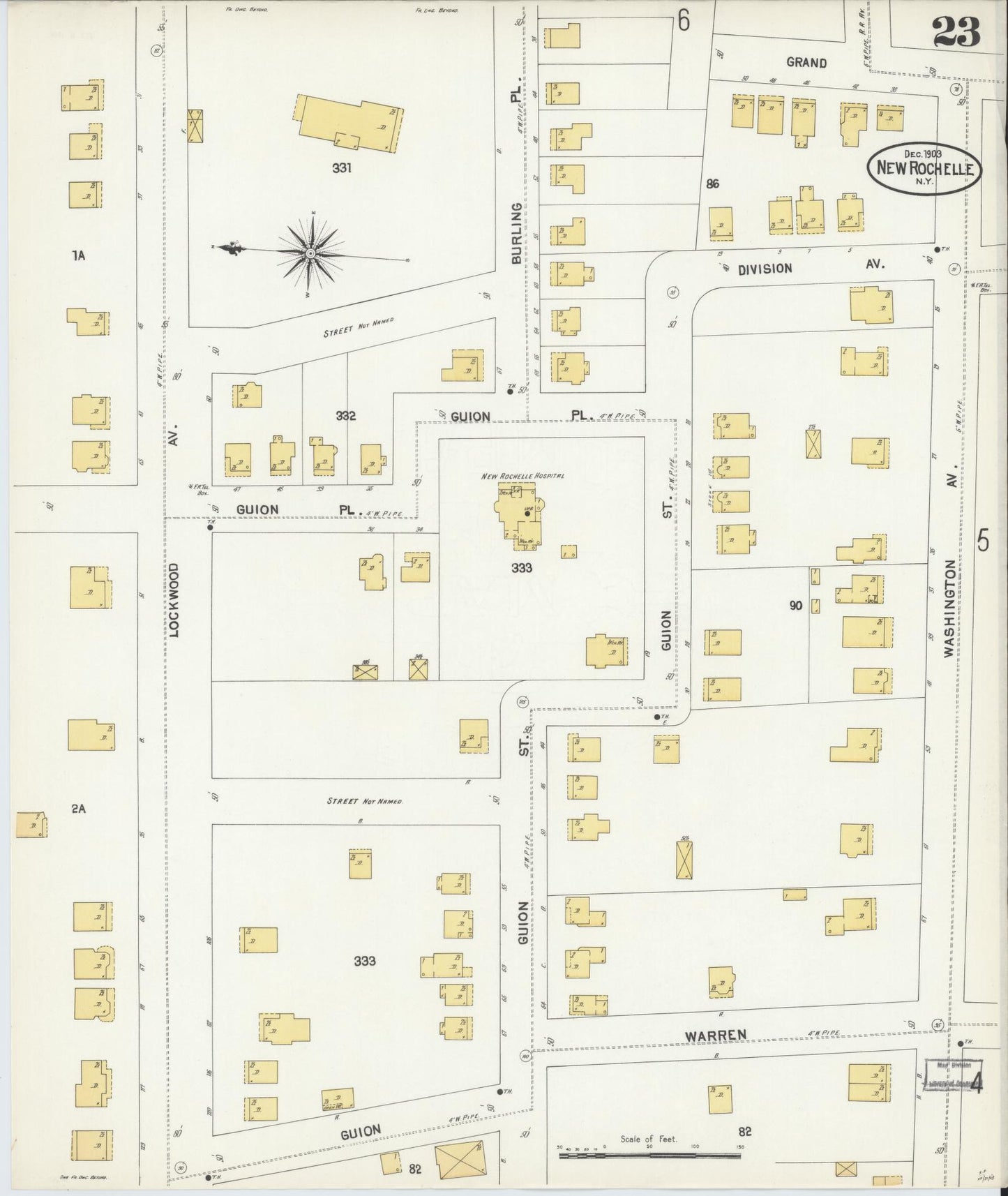 Sanborn Fire Insurance Map from New Rochelle, Westchester County, New York (1903), Sheet #0023 - Complete Map Set gallery image, historic Sanborn map, vintage wall art, New York New York