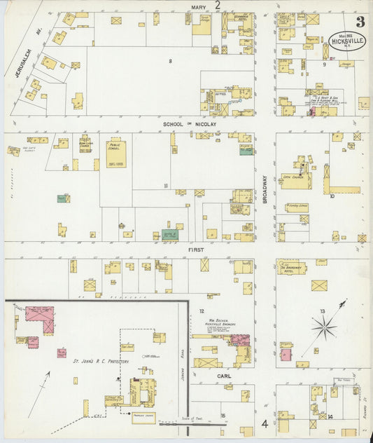 Sanborn Fire Insurance Map from Hicksville, Nassau County, New York (1902), Sheet #0003 - Historic Sanborn Fire Insurance Map Print, vintage old map wall art, antique decor, genealogy gift, New York New York map