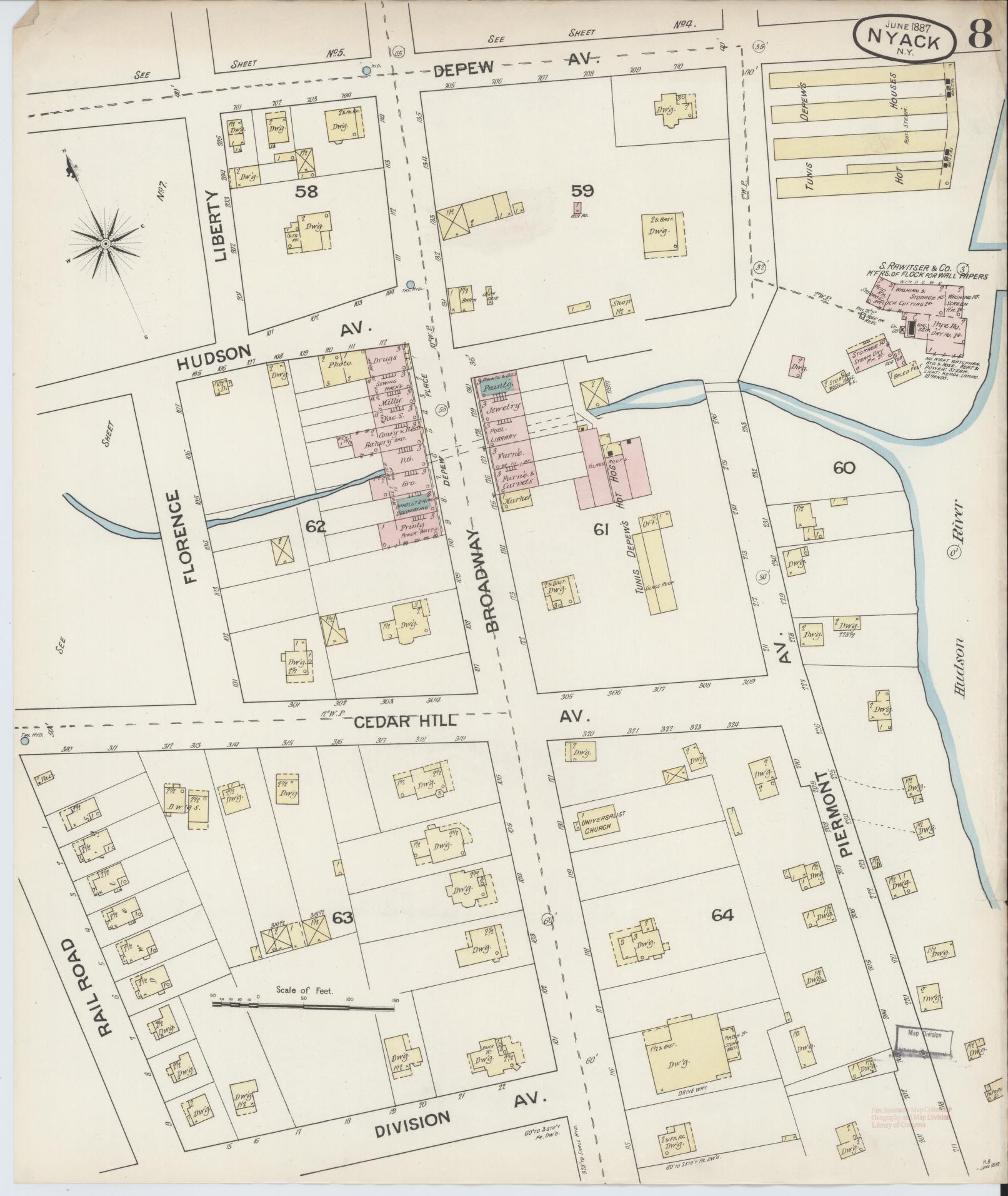 Sanborn Fire Insurance Map from Nyack, Rockland County, New York. (1887), Sheet #0008