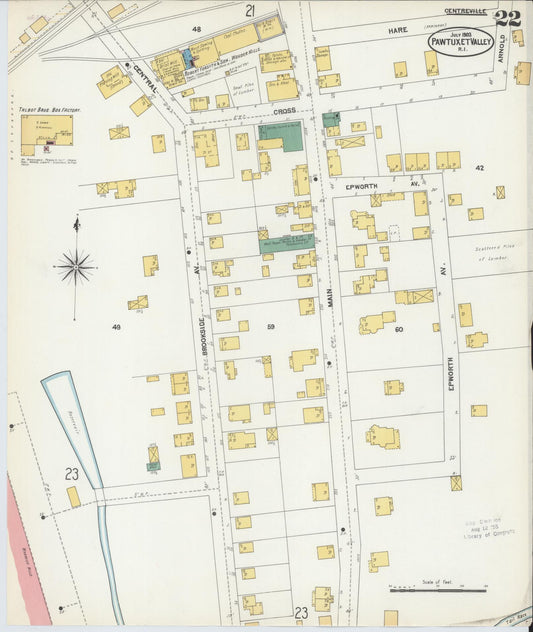 Sanborn Fire Insurance Map from Pawtuxet Valley, Kent and Providence Counties, Rhode Island (1903), Sheet #0022 - Historic Sanborn Fire Insurance Map Print, vintage old map wall art, antique decor, genealogy gift, Washington Washington map