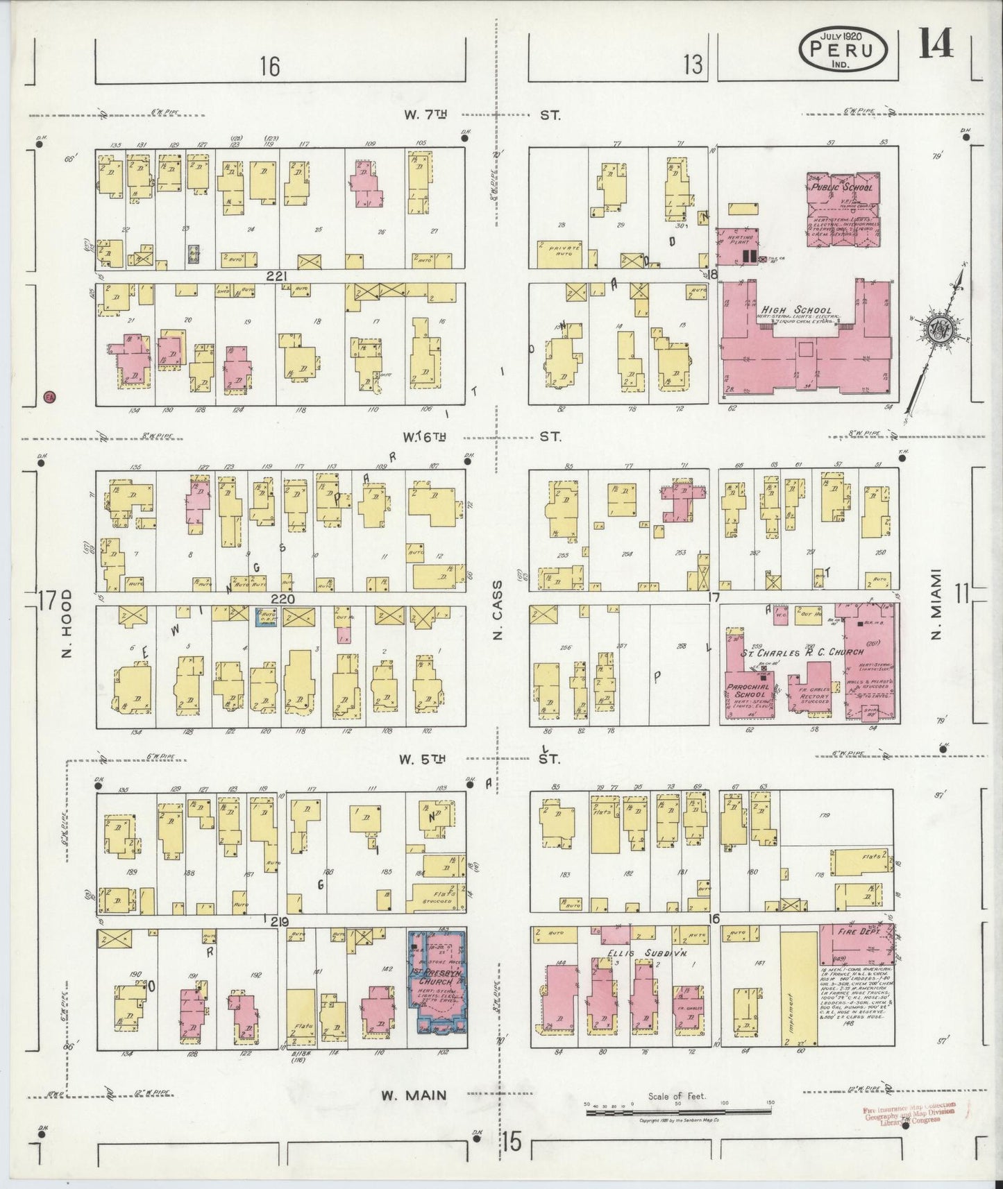 Sanborn Fire Insurance Map from Peru, Miami County, Indiana (1920), Sheet #0014 - Complete Map Set gallery image, historic Sanborn map, vintage wall art, Indiana Indiana