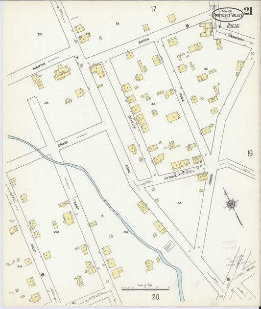 Sanborn Fire Insurance Map from Pawtuxet Valley, Kent and Providence Counties, Rhode Island (1911), Sheet #0021 - Historic Sanborn Fire Insurance Map Print, vintage old map wall art, antique decor, genealogy gift, Washington Washington map