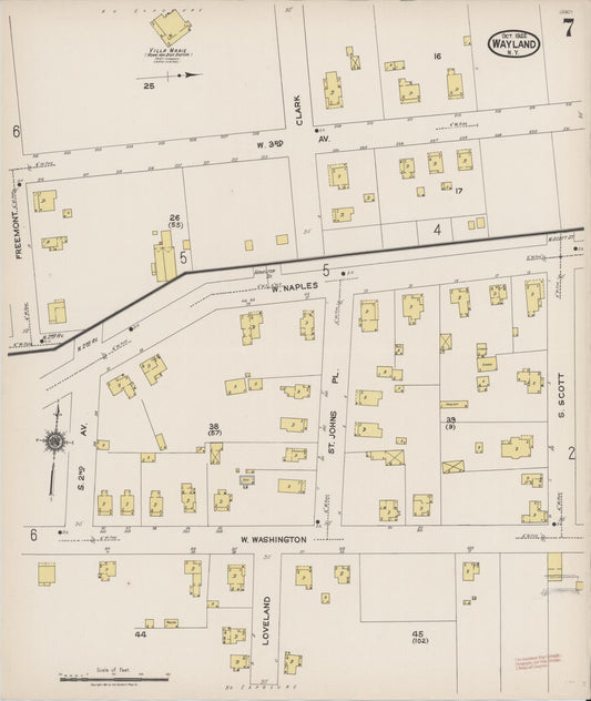 Sanborn Fire Insurance Map from Wayland, Steuben County, New York (1922), Sheet #0007 - Historic Sanborn Fire Insurance Map Print, vintage old map wall art, antique decor, genealogy gift, New York New York map