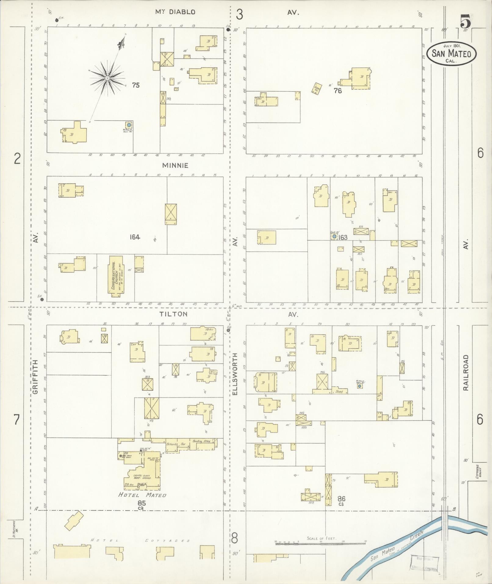 Sanborn Fire Insurance Map from San Mateo, San Mateo County, California (1901), Sheet #0005 - Complete Map Set gallery image, historic Sanborn map, vintage wall art, California California